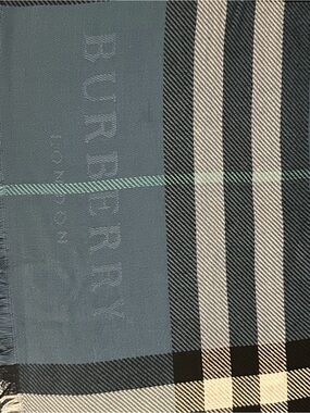 Burberry Blue and Ivory Classic Check Scarf